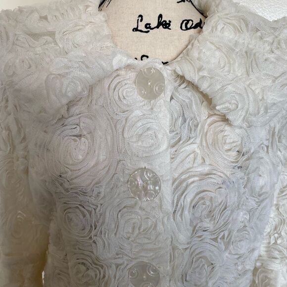 I.C. By Connie Off White Tulle Jacket Size M - Picture 5 of 9